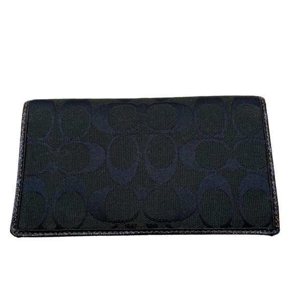 Coach Bags Coach Checkbook Cover Black Satin Signature Jacquard
